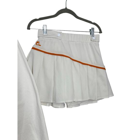 Ciao Lucia Tennis Sweatshirt Skirt Set Women's Large Ivory Clay Orange Trim - Picture 6 of 8